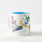 2 Couleurs Nom de coutume de tasse de personnes de neige du (Devant gauche)