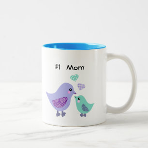 2 Couleurs Numéro 1 maman tasse pourpre et bleue mignonne