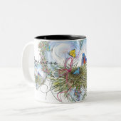 2 Couleurs Oiseaux bleus de tasse de bonheur (Devant gauche)