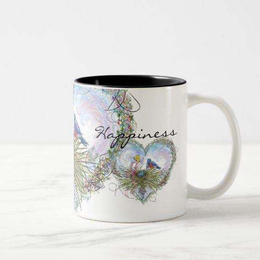 2 Couleurs Oiseaux bleus de tasse de bonheur (Droit)