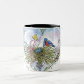 2 Couleurs Oiseaux bleus de tasse de bonheur (Centre)