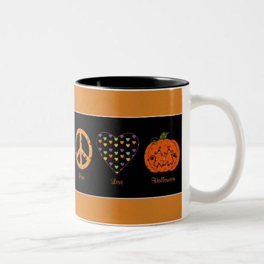 2 Couleurs Paix, amour et tasse de Halloween (Droit)