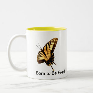 2 Couleurs Papillon" soutenu pour être libre !" tasse