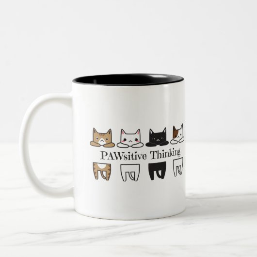 2 Couleurs PAWsitive pensant - tasse de meme de chat (Gauche)