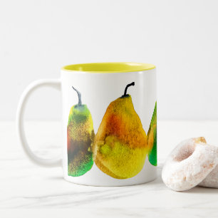 2 Couleurs Pear art mignon aquarelle fruit tasse à café à deu