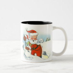 2 Couleurs Père Noël vintage pellant la tasse de Noël de