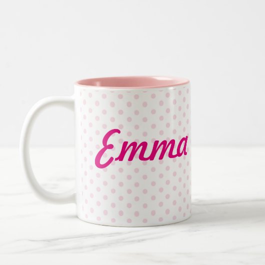 2 Couleurs Pois rose blanc d'EMMA de ♥ de TASSE de ♥ girly (Gauche)