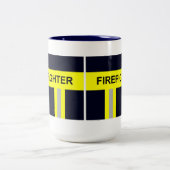 2 Couleurs Pompier Symbole Uniforme bleu Bibiche Tasse (Centre)