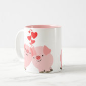 2 Couleurs Porcs mignons de bande dessinée dans la tasse (Devant gauche)