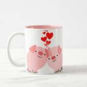 2 Couleurs Porcs mignons de bande dessinée dans la tasse (Gauche)