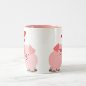 2 Couleurs Porcs mignons de bande dessinée dans la tasse (Centre)
