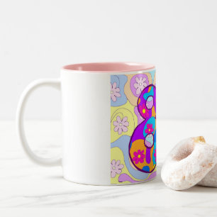 2 Couleurs quatre-vingtième Tasse fleurie d'anniversaire