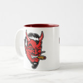 2 Couleurs Rétro tasse de café de tête de diable (Devant gauche)