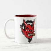 2 Couleurs Rétro tasse de café de tête de diable (Gauche)