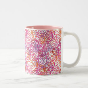 2 Couleurs Rétro tasse de motif rose de bulles