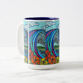 2 Couleurs Rétro tasse de vague (Devant gauche)