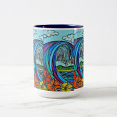 2 Couleurs Rétro tasse de vague (Centre)