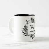 2 Couleurs Sa tasse noire et blanche préférée de monogramme (Devant gauche)
