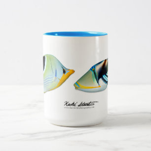 2 Couleurs Saddle Beurre et lagune Tasse de triggerfish