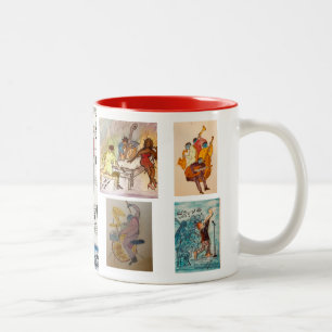 2 Couleurs Série rouge, cinq images tasse de café jazz