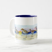 2 Couleurs six bécasseaux sur une tasse (Devant gauche)