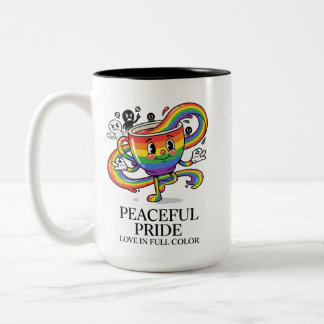 2 Couleurs T-Shirt Tasse de Café Arc-en-Ciel Fière Paix Rétro