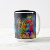 2 Couleurs Tasse - 059- Chats modernes (Devant droit)