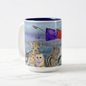 2 Couleurs Tasse (#1) : Joanna volant au-dessus des animaux (Devant gauche)