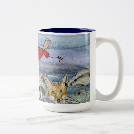 2 Couleurs Tasse (#1) : Joanna volant au-dessus des animaux (Droit)