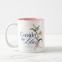 Tasse à accent rose chrétien Considérez les lis