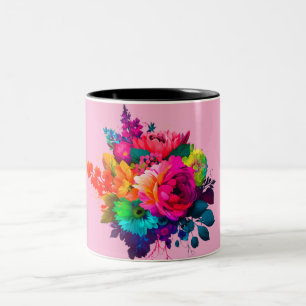 2 Couleurs Tasse à café à bouquet floral vibrant avec garnitu