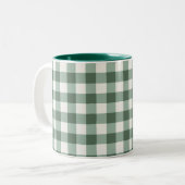 2 Couleurs Tasse à café à carreaux gingham vert rustique (Devant gauche)
