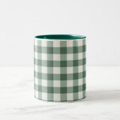 2 Couleurs Tasse à café à carreaux gingham vert rustique (Centre)