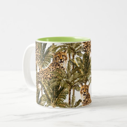 2 Couleurs Tasse à café à impression de guépard (Devant gauche)