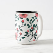 2 Couleurs Tasse à café à impression florale charmante (Devant droit)