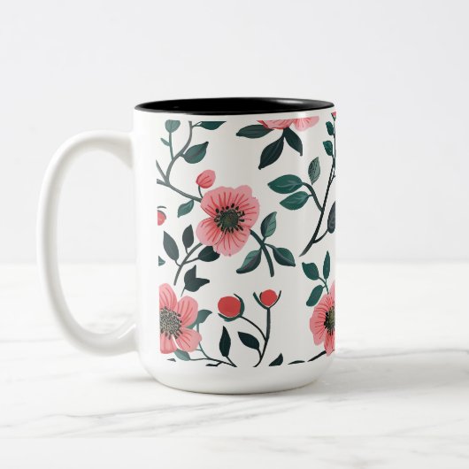 2 Couleurs Tasse à café à impression florale charmante (Gauche)