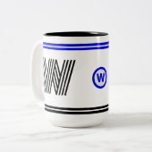 2 Couleurs Tasse à café à monogramme unique (Cadeau d'initial (Devant gauche)
