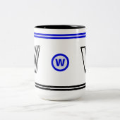 2 Couleurs Tasse à café à monogramme unique (Cadeau d'initial (Centre)