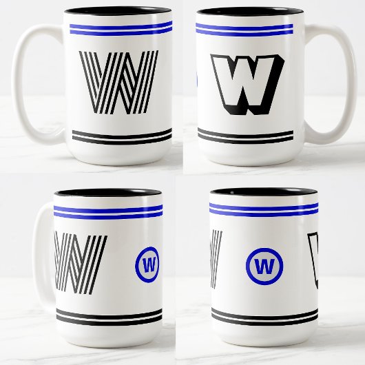 2 Couleurs Tasse à café à monogramme unique (Cadeau d'initial