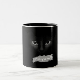 2 Couleurs Tasse à café à visage de chat noir Minimaliste e