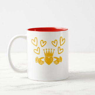 2 Couleurs Tasse à café avec anneau Claddagh en or
