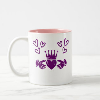 2 Couleurs Tasse à café avec anneau Claddagh violet