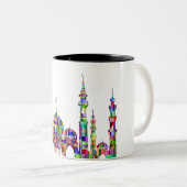 2 Couleurs Tasse à café avec motif prismatique coloré mosquée (Devant droit)