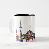 2 Couleurs Tasse à café avec motif prismatique coloré mosquée (Devant gauche)