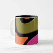 2 Couleurs Tasse à café avec vague de couleur abstraite. (Devant gauche)