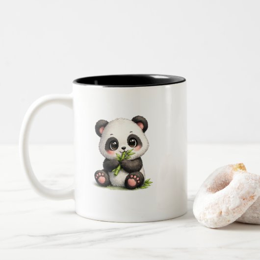 2 Couleurs Tasse à café bébé panda mignon mangeant du bambou  (Avec donut)