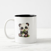 2 Couleurs Tasse à café bébé panda mignon mangeant du bambou  (Gauche)