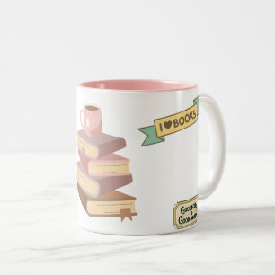 2 Couleurs Tasse à café Bibliophile avec Graphique de Livres