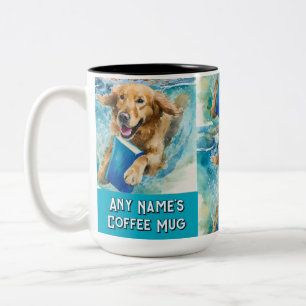 2 Couleurs Tasse à café bicolore Chien courant avec le Gros L