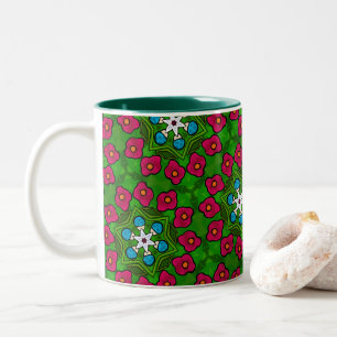 2 Couleurs Tasse à café bicolore Fleurs et Champignons